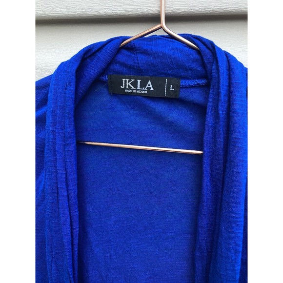 Royal Blue Cardigan Womens Large Open Front 3/4 Sleeve Rayon Lightweight - Picture 4 of 5